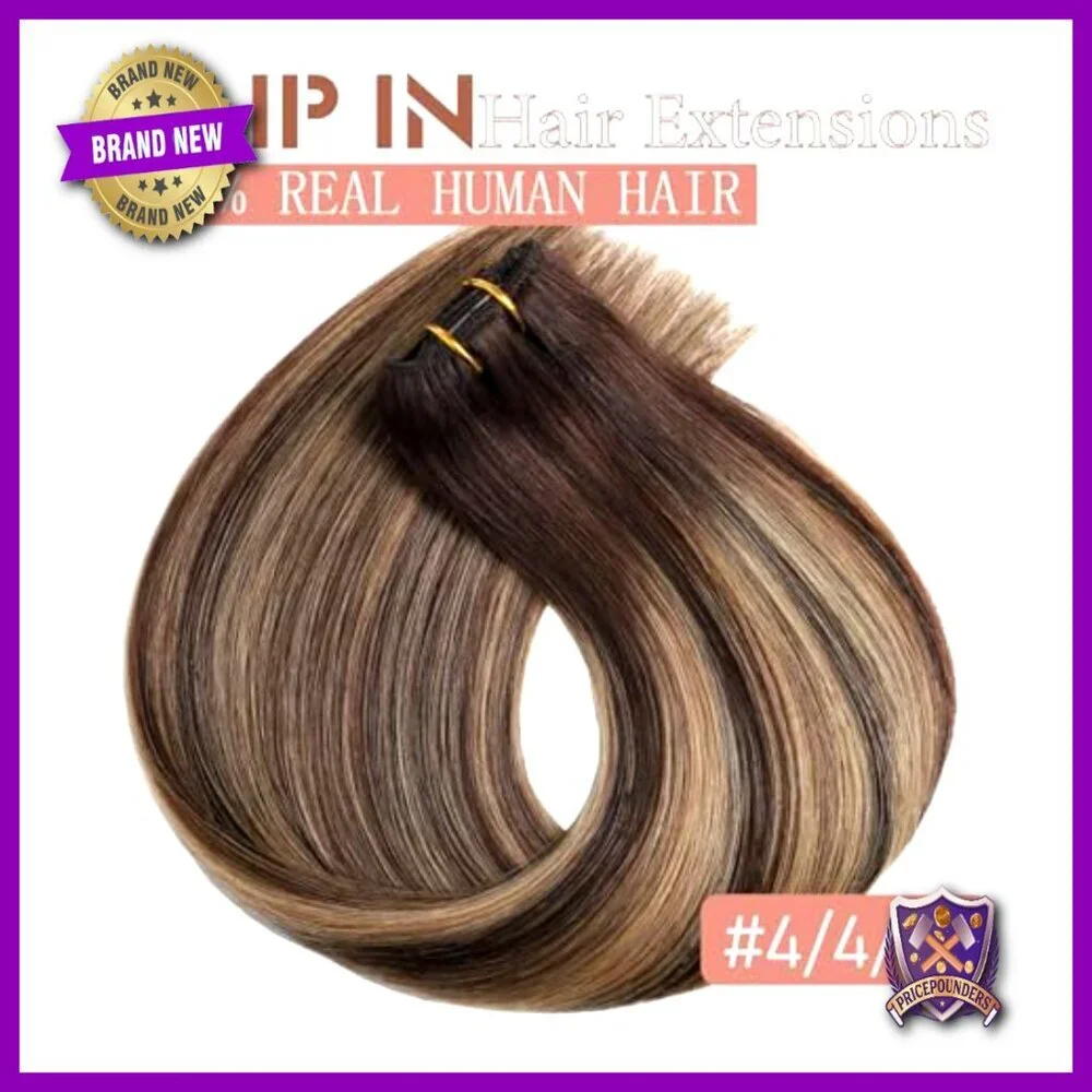 18 Inch Clip In Human Hair Extensions 5 Piece Set Straight 80g